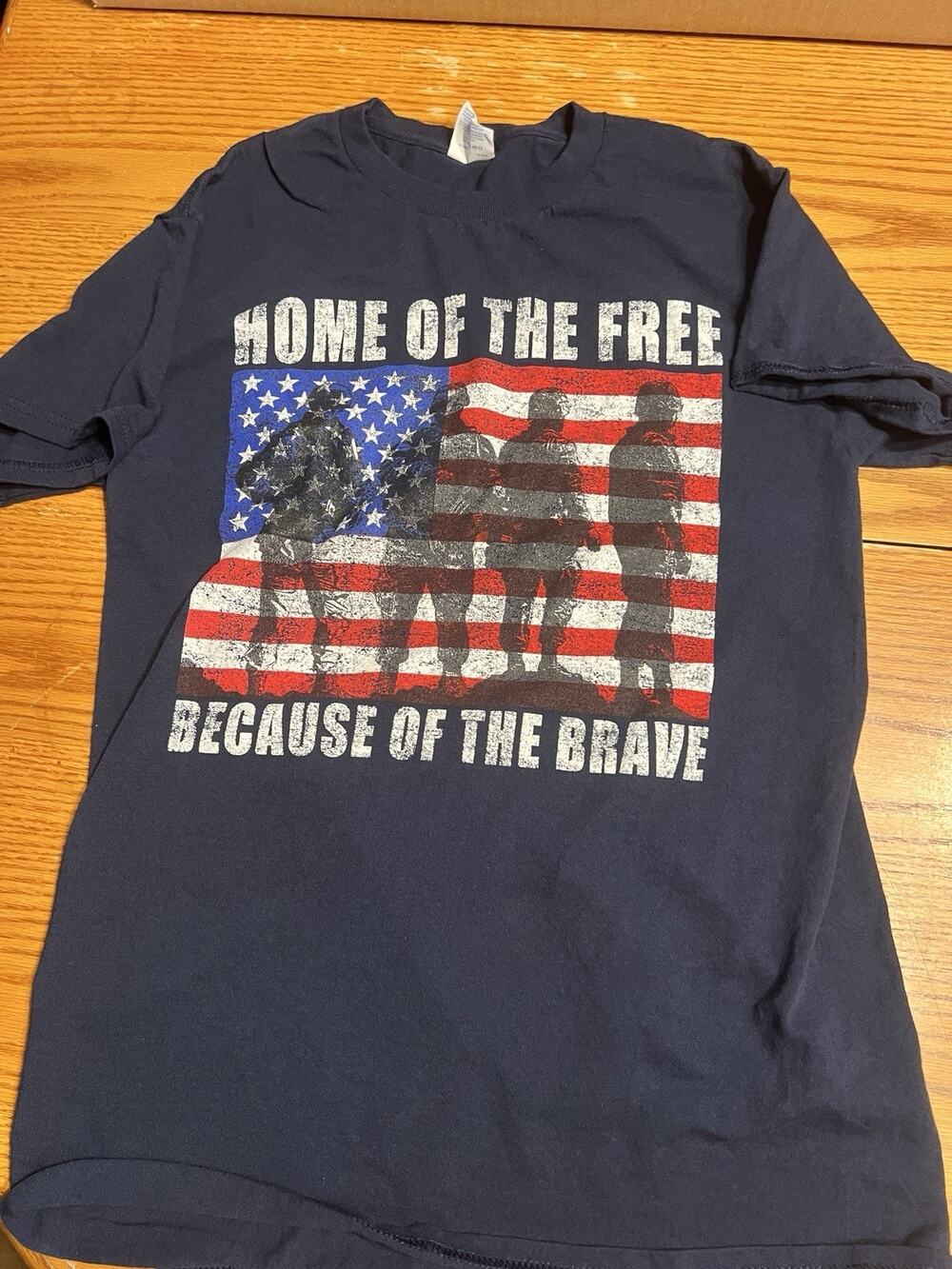 Home Of The Free Because Of The Brave Veterans Patriotic Unisex Navy T-Shirt--SM